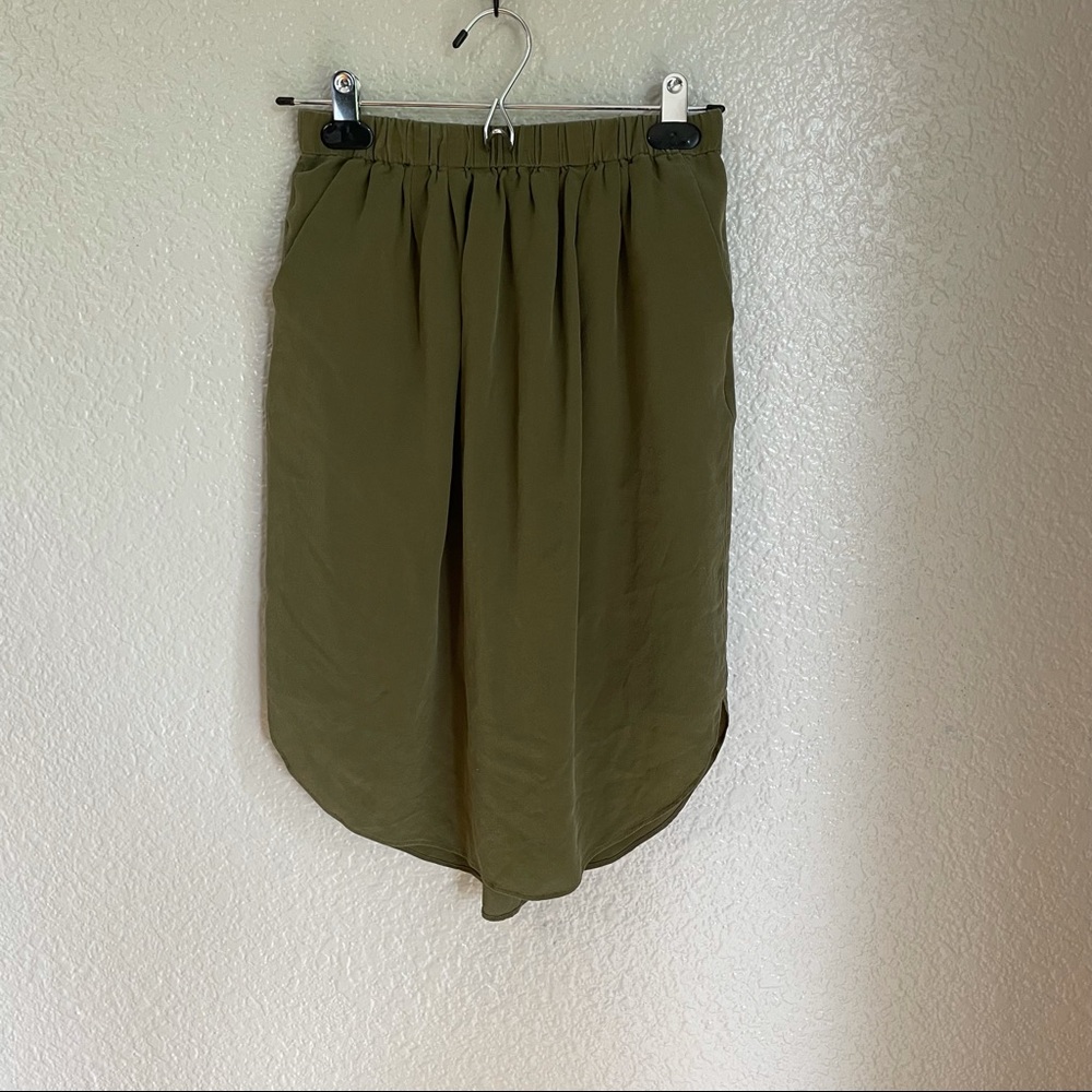Madewell Green Silk Skirt
